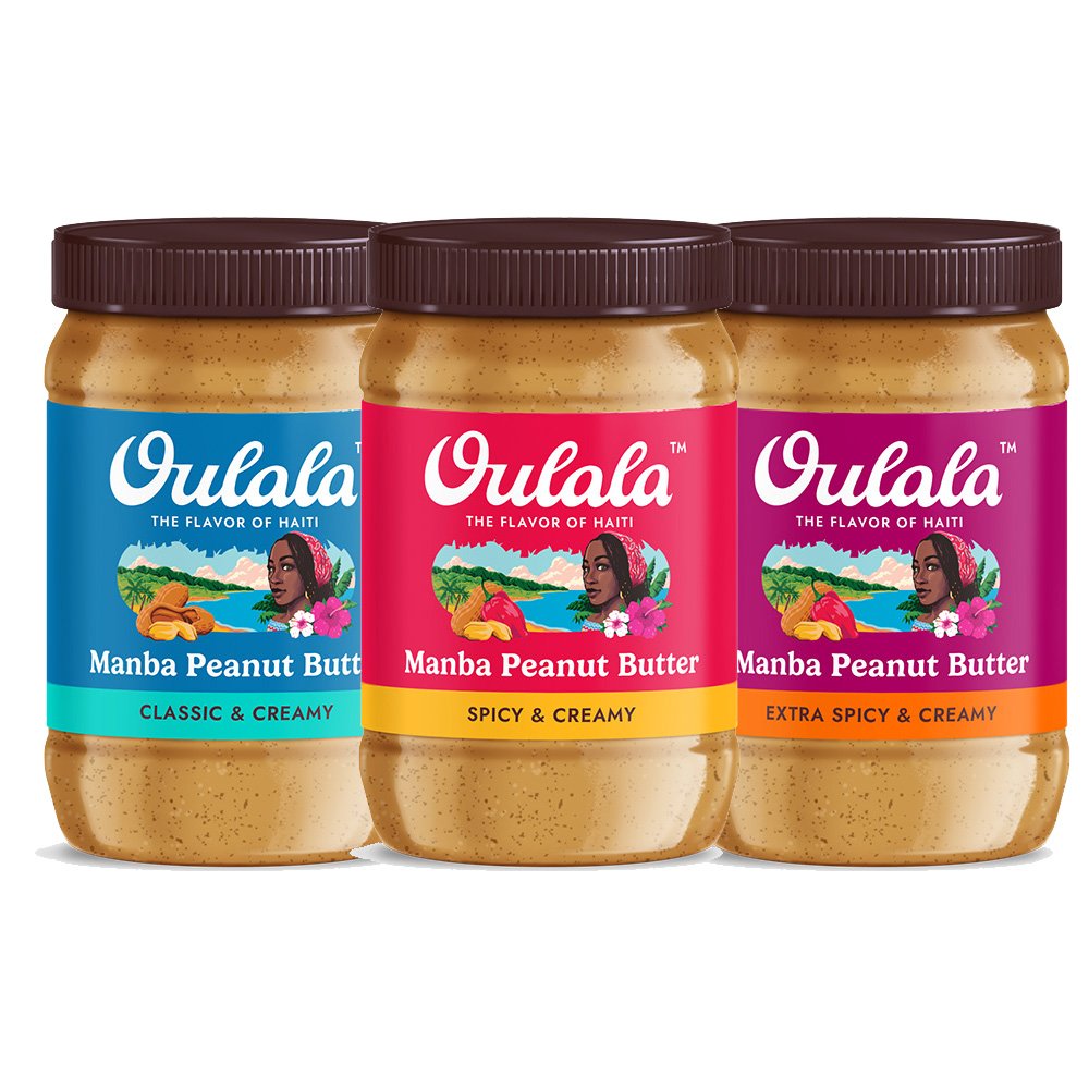Oulala official three-jar peanut butter combo, with classic, spicy and extra-spicy examples